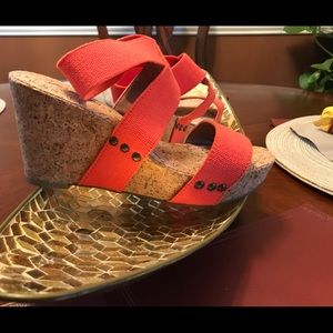 Tangerine coral sexy ankle strap sandal size 8.5